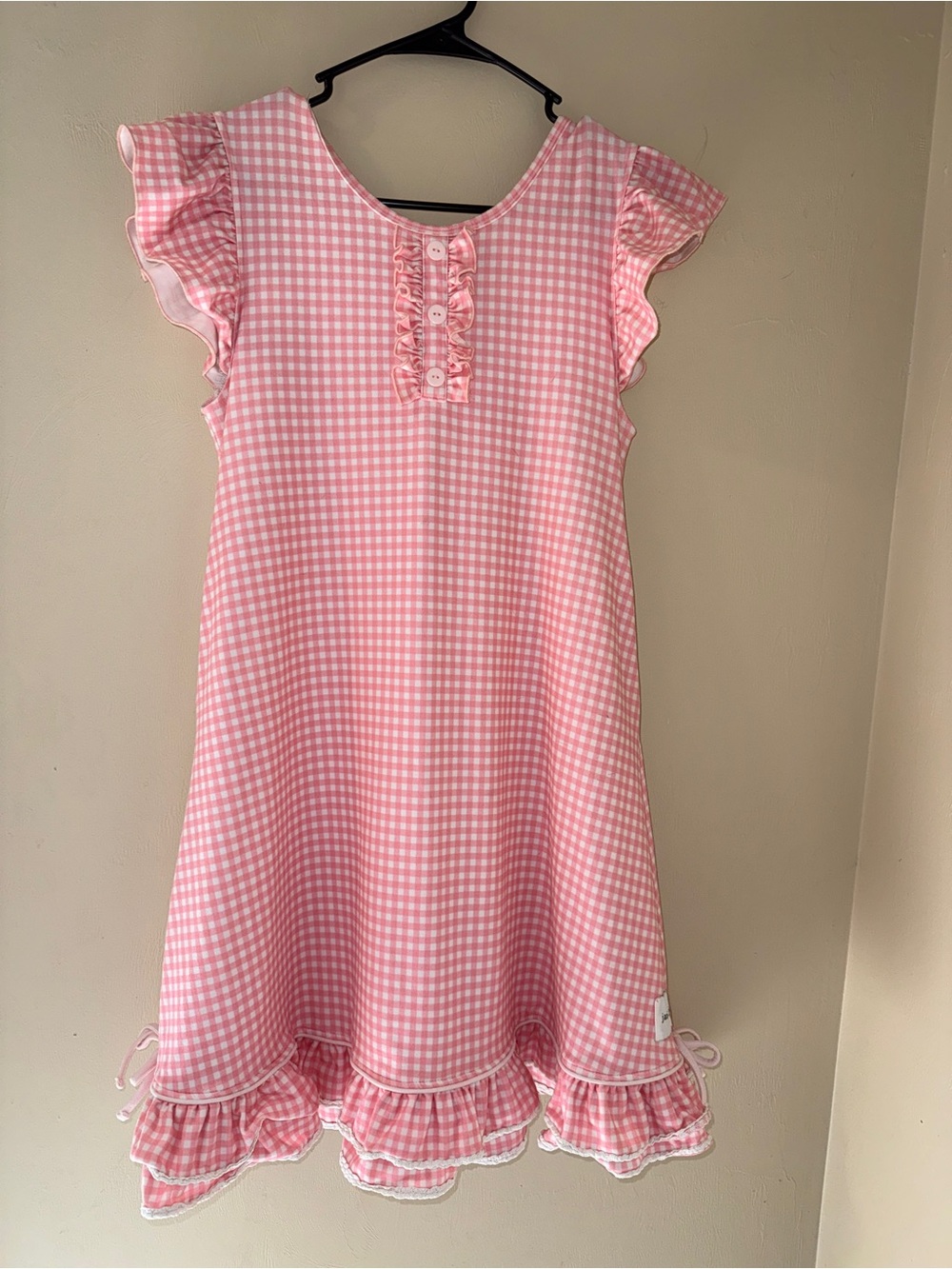 Jane + Jo Gingham Ruffle Kids Nightgown - Soft Sleepwear
